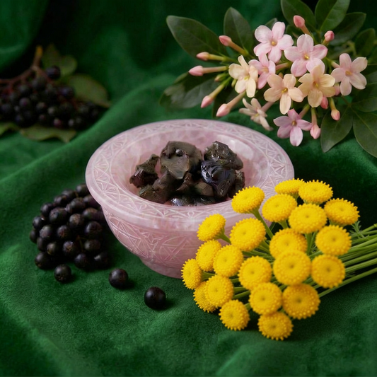 Bio Elderberry Seed Oil Ultrasonically Infused with Labdanum Resin and Blue Tansy
