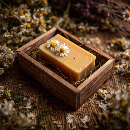 Handmade Tallow Soap Bar with Yellow Chamomile Essential Oil and Calendula Flowers | 5.5 oz |